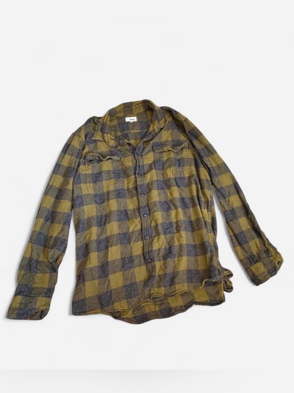Olive Plaid Button-Up Flannel Shirt